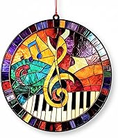 Vista 1 de Adornos de piano para árbol de Navidad, adornos de Navidad acrílicos atrapa-rayos, adorno de nota musical con teclas de piano, regalos para músicos