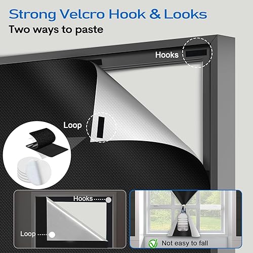 Miniatura 5 de Cortinas 100% opacas para dormitorio, película portátil de 118 x 57 pulgadas, persianas opacas temporales para guardería, sala de medios y