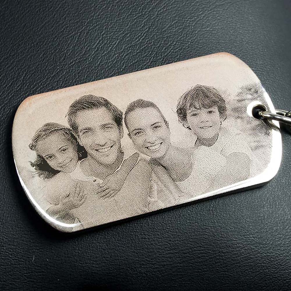CALLEDELREGALO - Llavero Personalizado con Foto y Texto Grabado a Láser | Regalo Original para hombre y mujer | Acero Inoxidable | Ideal para Cumpleaños, San Valentín, Día del Padre | Estuche Regalo