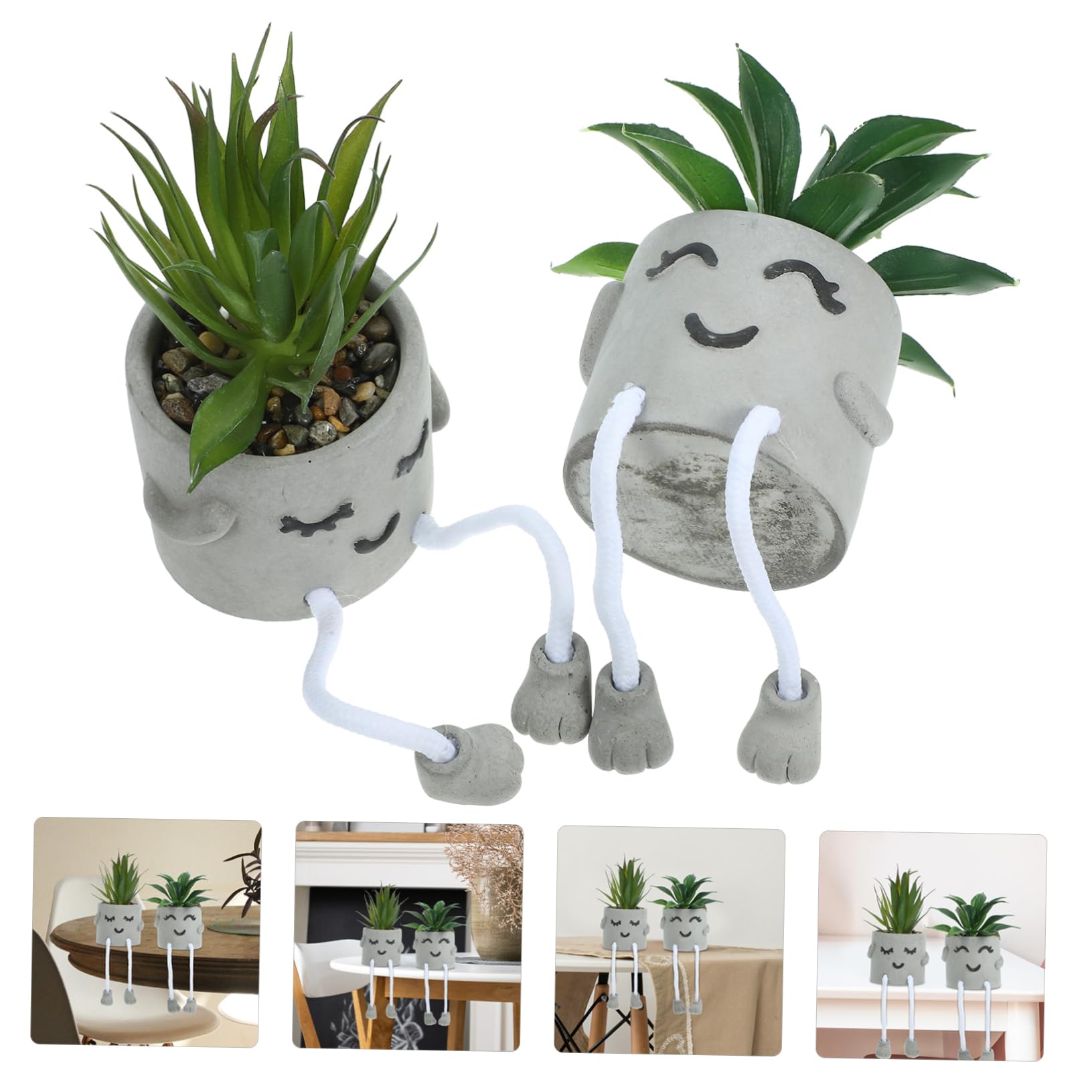 2pièces Bonsaï Artificiel Pot Plantes Grasses Décoratives Imitation Bonsaï pour Intérieur Facile à Entretenir pour Décoration de Bureau