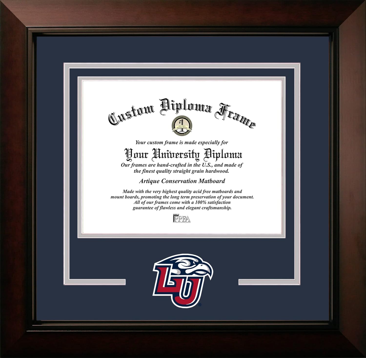 Campus Images Liberty Flames 11w x 8.5h Legacy Black Cherry Spirit Logo Diploma Frame