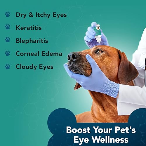 Miniatura 4 de NOVEHA HydraPet Gotas rosas para ojos para perros y gatos  Lágrimas artificiales lubricantes con cloruro de sodio al 2%, alivia el edema corneal y