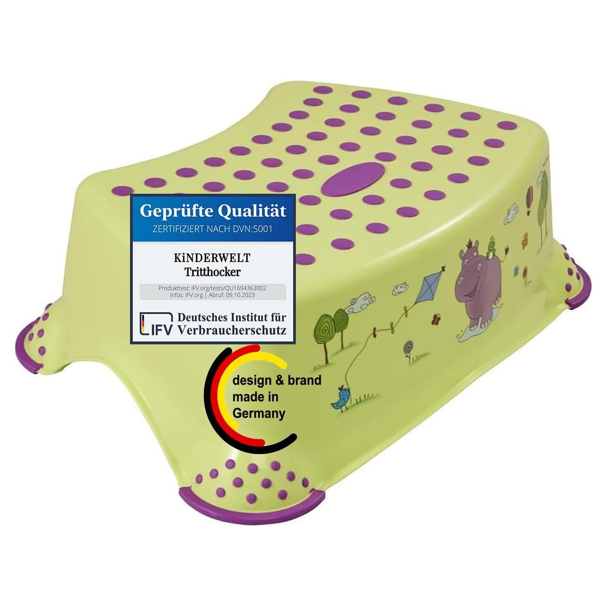 Marchepied enfant Hippo vert pour se brosser les dents au lavabo