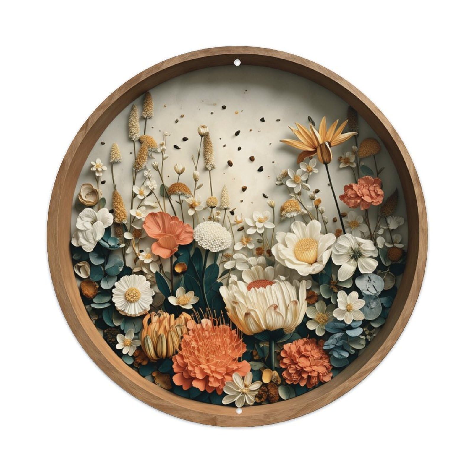 Floral Arrangement In Round Tin Sign Vintage Metal Poster, Home Bar Garage Man Cave Cafe Indoor & Outdoor Wall Decoration 8x8Inches