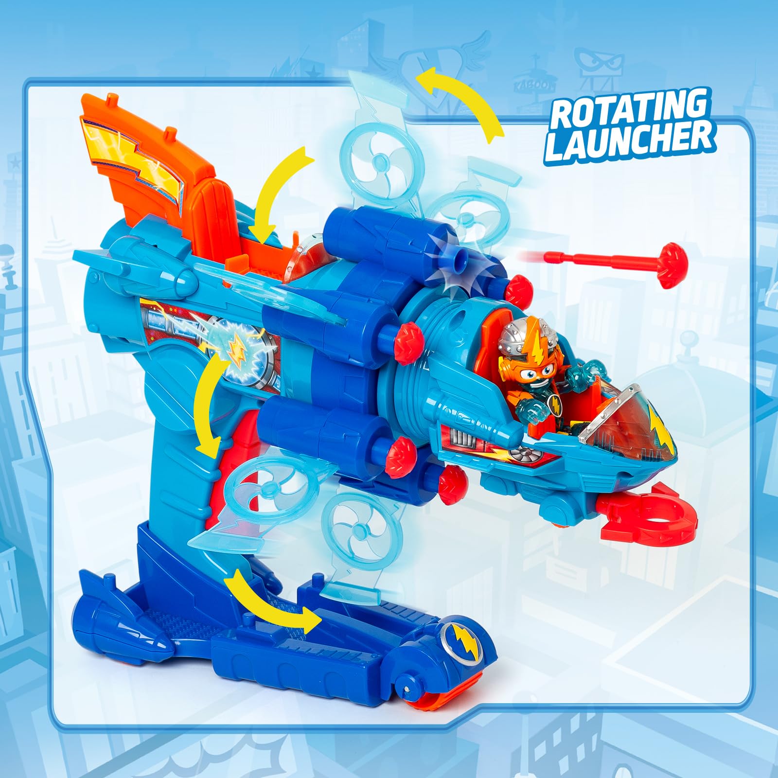 SUPERTHINGS Blaster Jet – Mini Odrzutowiec Bojowy z Wyrzutnią, Zestaw z Ekskluzywną Figurką Super Things, Mały Pojazd Zabawka dla Dzieci i Chłopców od Magicbox