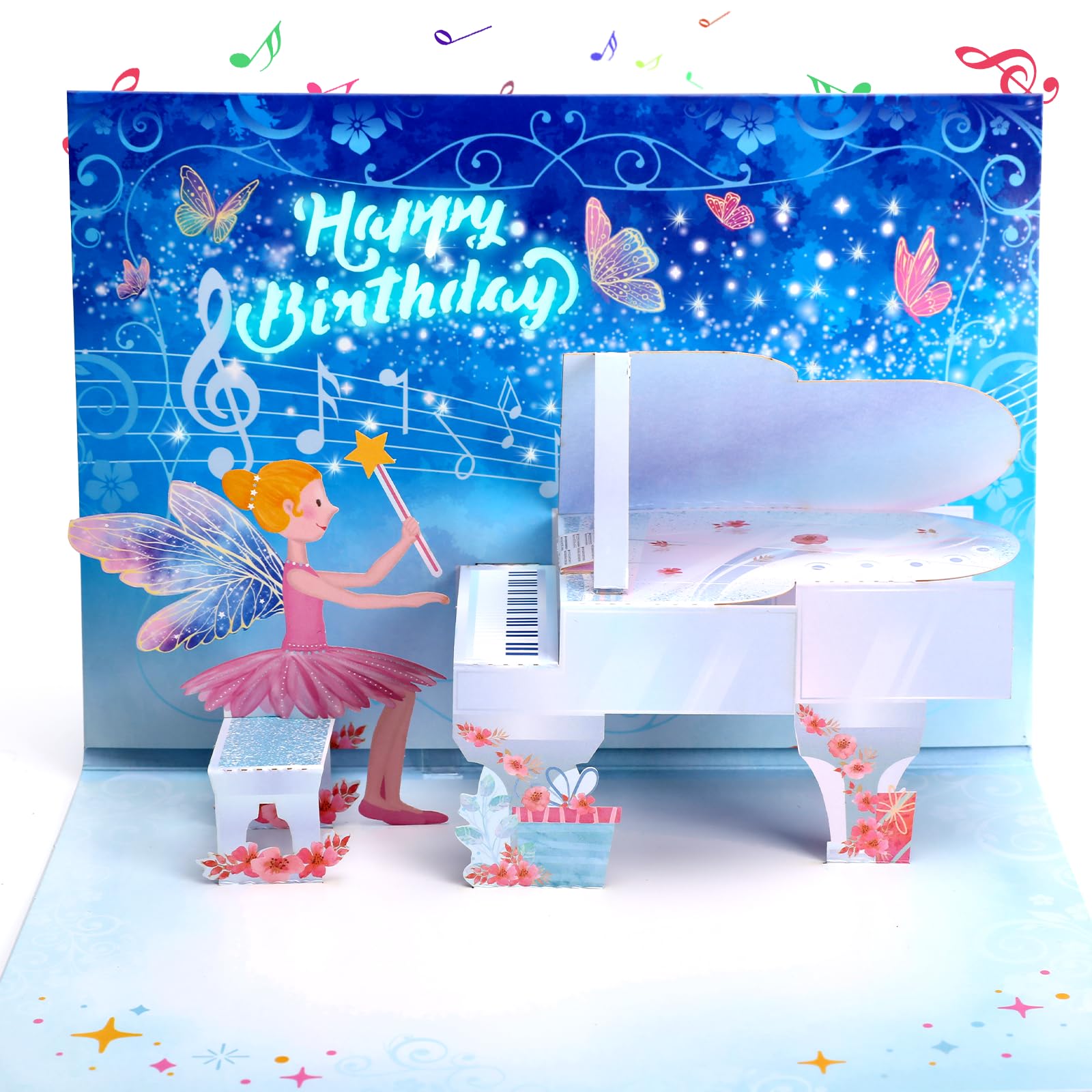 Musical Birthday Cards, Pop-Up Birthday Cards with Lights, 3D Birthday Card for Girls, Daughters, Granddaughters, Nieces Aged 1/2/3/4/5/6/7/8/9