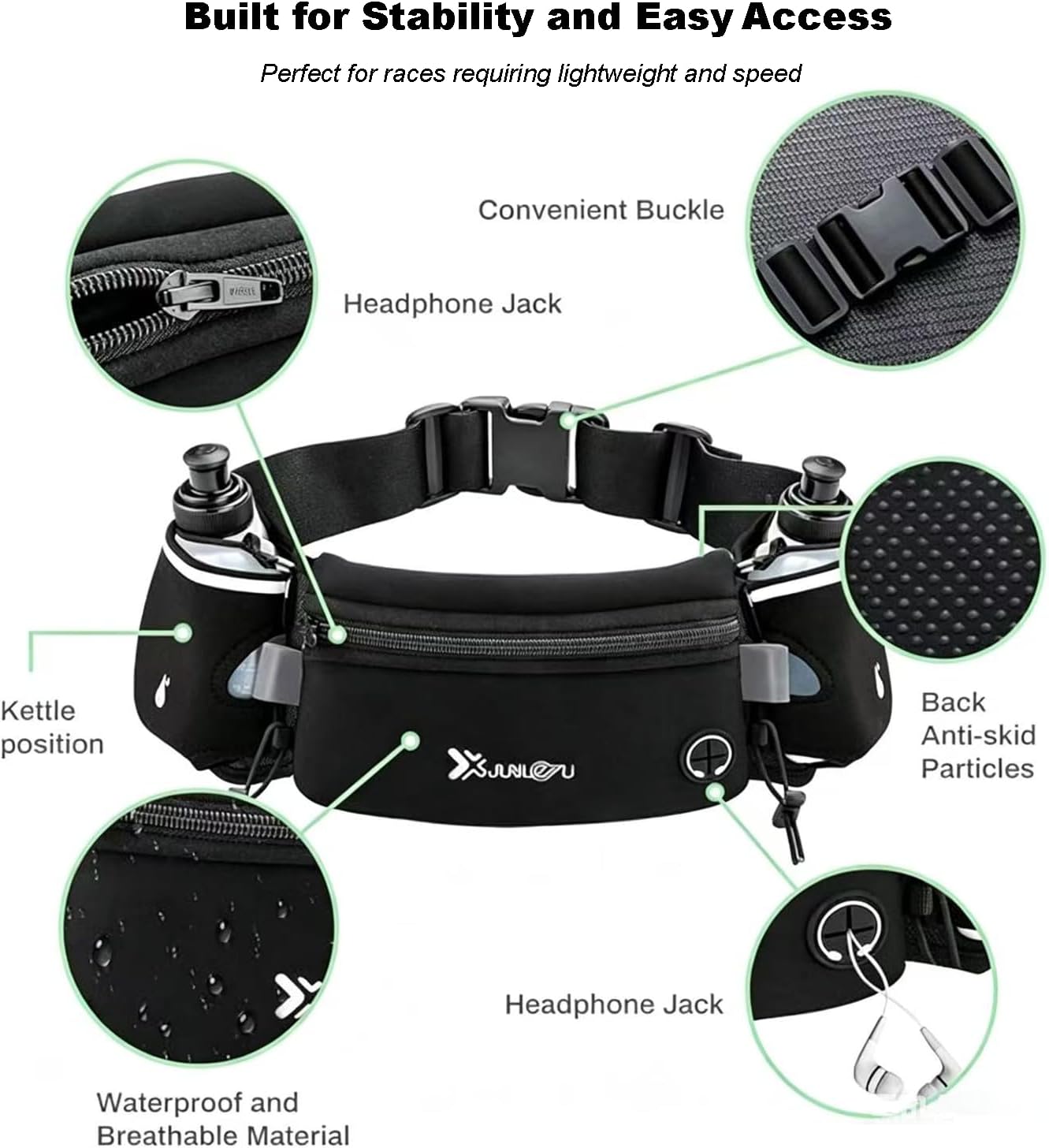 Running Belt Fanny Pack for Women，Water Resistant Large Capacity Waist Pack for iPhone 16 15 14 13 Samsung，Lightweight Running Phone Holder，Slim Money Belt Running Pouch for Hiking Outdoor (SH-Black)