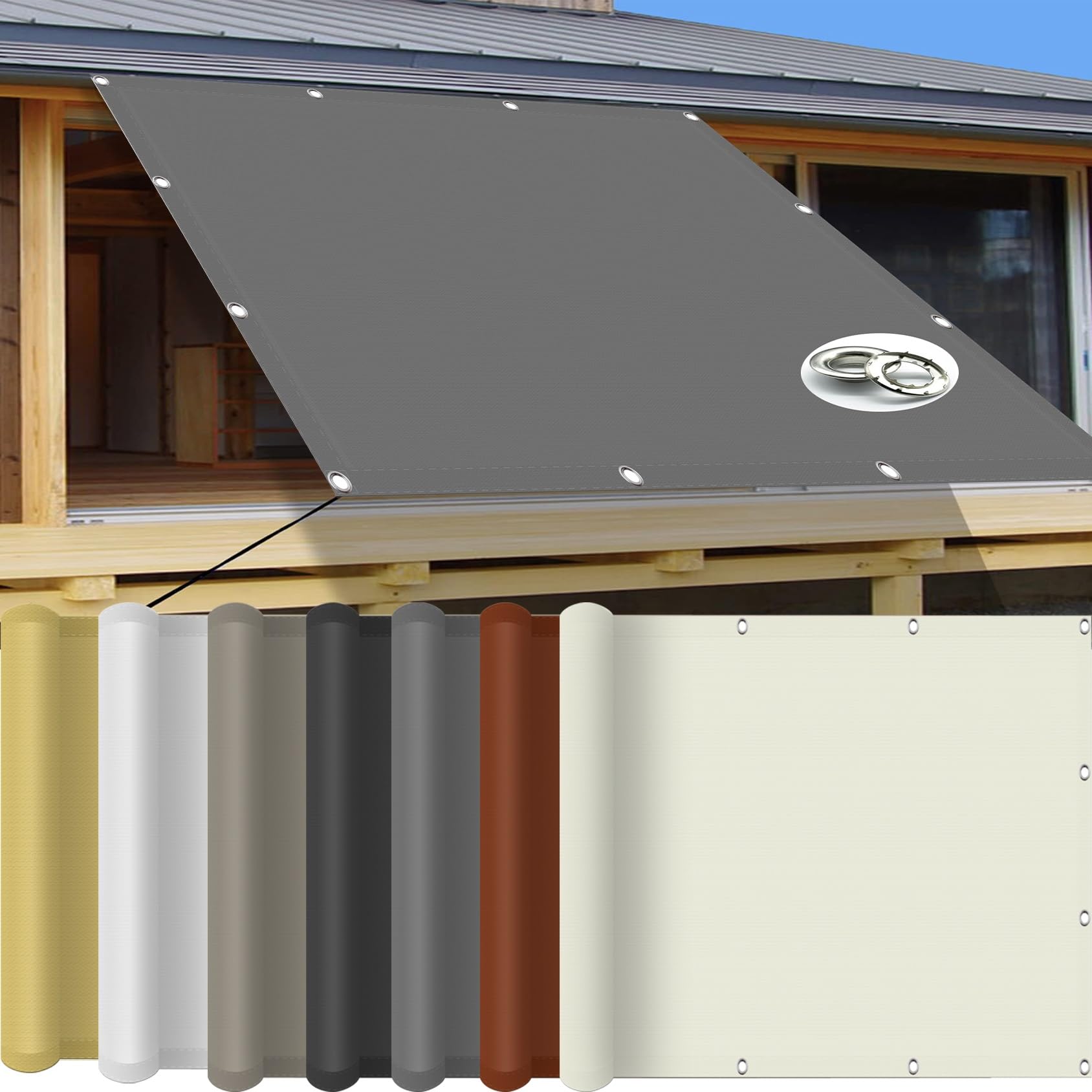 KLGFBDC Rectangular Sun Shade Sail 1.5 x 3mUV Resistant Weatherproof Canopy for Balcony & Patio Colors Includes Cord Light Gray