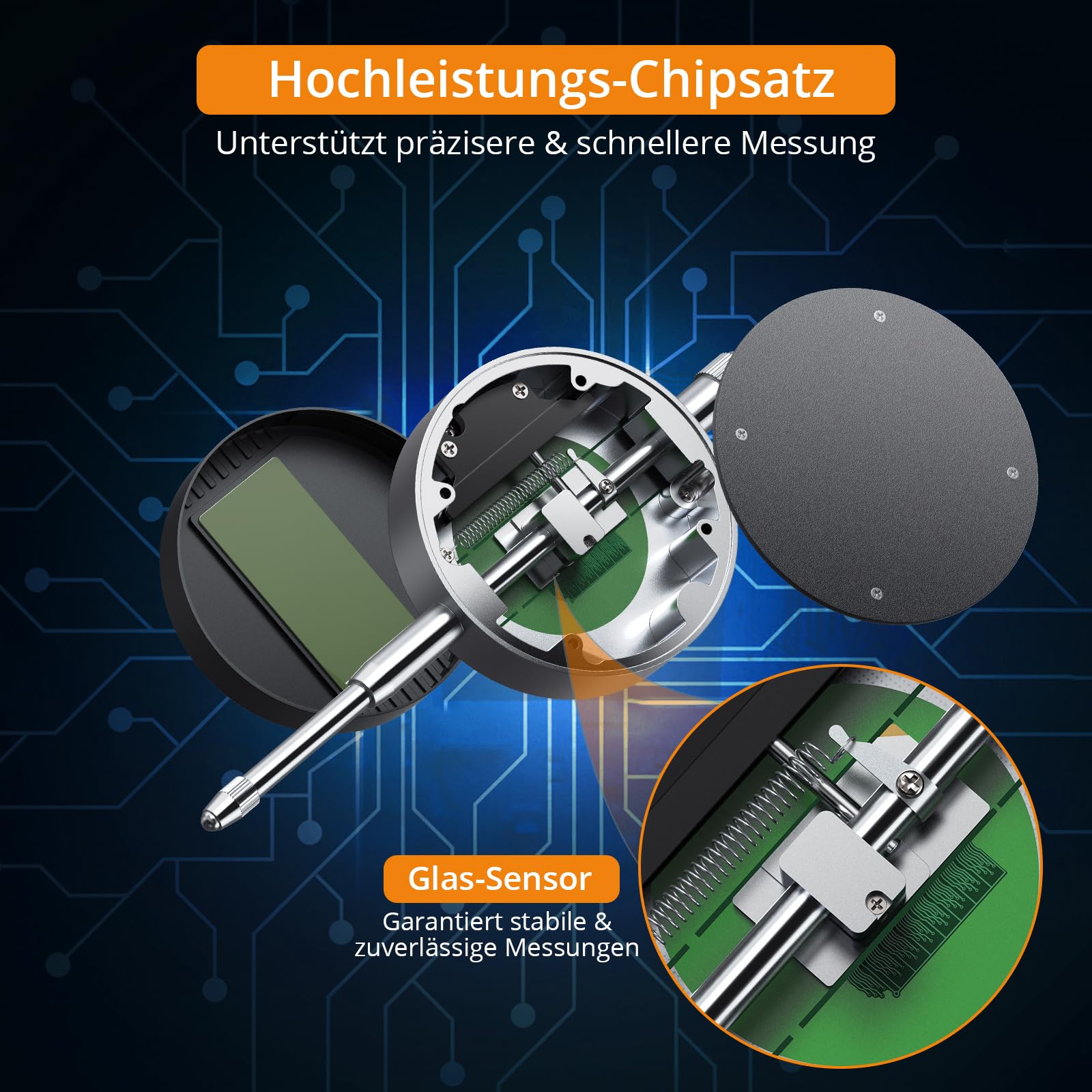 Neoteck Digitale Messuhr 0.01/0.0005'' Digital Messuhr Messtaster 0-25.4mm/1'' Digital Dial indicator Messgerät, für Labor, 3D Drucker, Werkstatt (Schwarz)