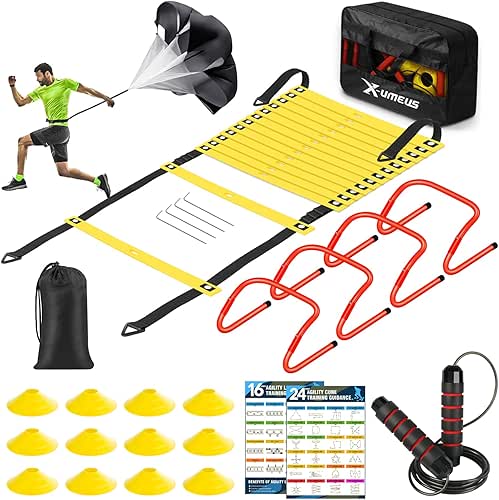 X-UMEUS Agility Ladder Speed Training Equipment Set-20ft Agility Ladder,12 Soccer