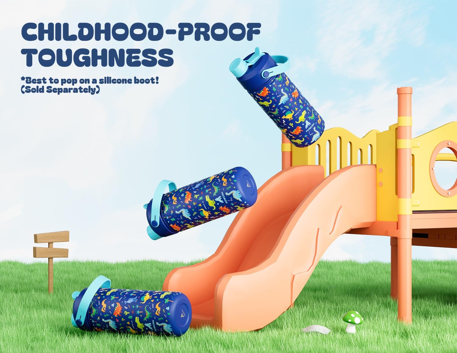 18 oz Kids Stainless Steel Water Bottle: Spill-Proof, Insulated Cup with Straw Spout Lid, BPA-Free, Car Cupholder Friendly, Durable, 24H Cold for Camping, Sports, Birthday Gift for Boys (Dinosaur-Era) - Image 7