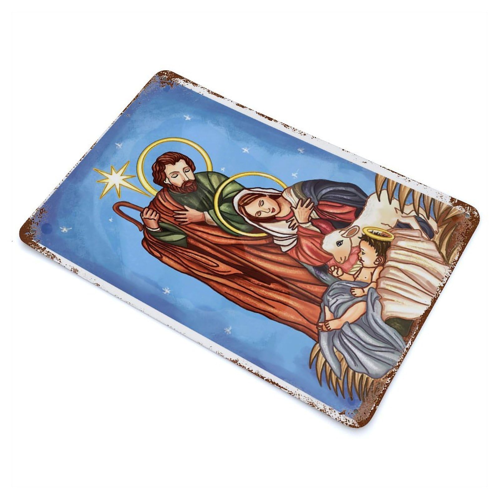 Jesus 11.8"x7.9" Vintage Rust Metal Sign, Shabby Chic Decor for Garage, Bar And Workshop Decor