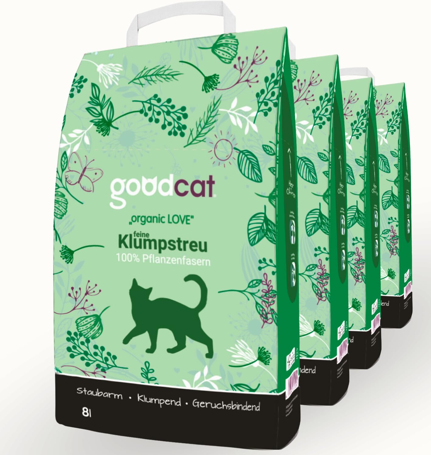 goodcat Organic Love Kompostierbare Katzenstreu 4x8 Liter Klumpstreu aus  100 Prozent Pflanzenfasern, Biologisch abbaubar : Amazon.de: Haustier