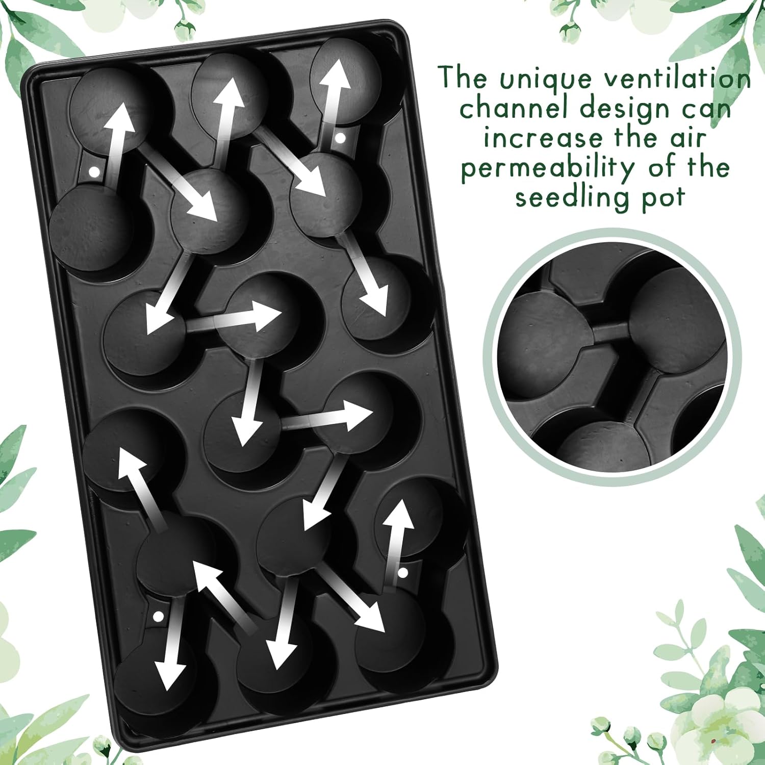 Baderke 15 Pack 18 Cell Plant Trays for Carrying 3.15 Inch Round Nursery Pots Reusable Seed Starting Trays Plant Germination Carrying Holders Suitable for Holding 270 Pcs Peat Pots