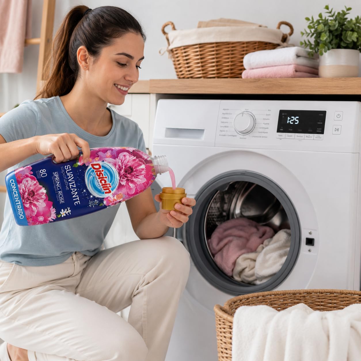 Suavizante Disclin Concentrado Spring Rose 1,4L | Pack 10 Unidades | 800 Lavados | Aroma Floral Duradero | Formato Ahorro 14L | RASMACOR