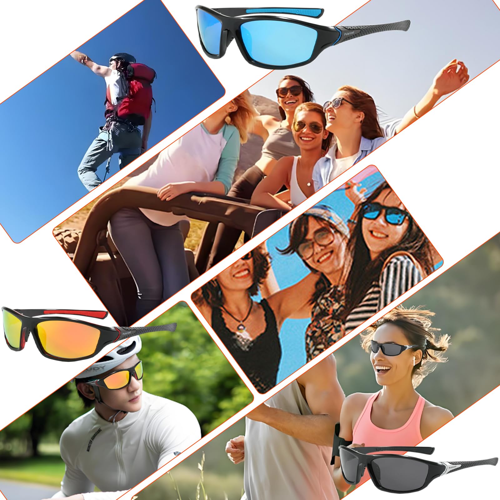 Wekuw 3 Piezas Polarizadas Gafas de Sol Deportivas Mujeres Hombres Gafas Ciclismo Hombre Gafas Ciclismo Hombre UV400 Protección, para MTB Airsoft Correr, Pescar, Conducir, Deportes al Aire Libre