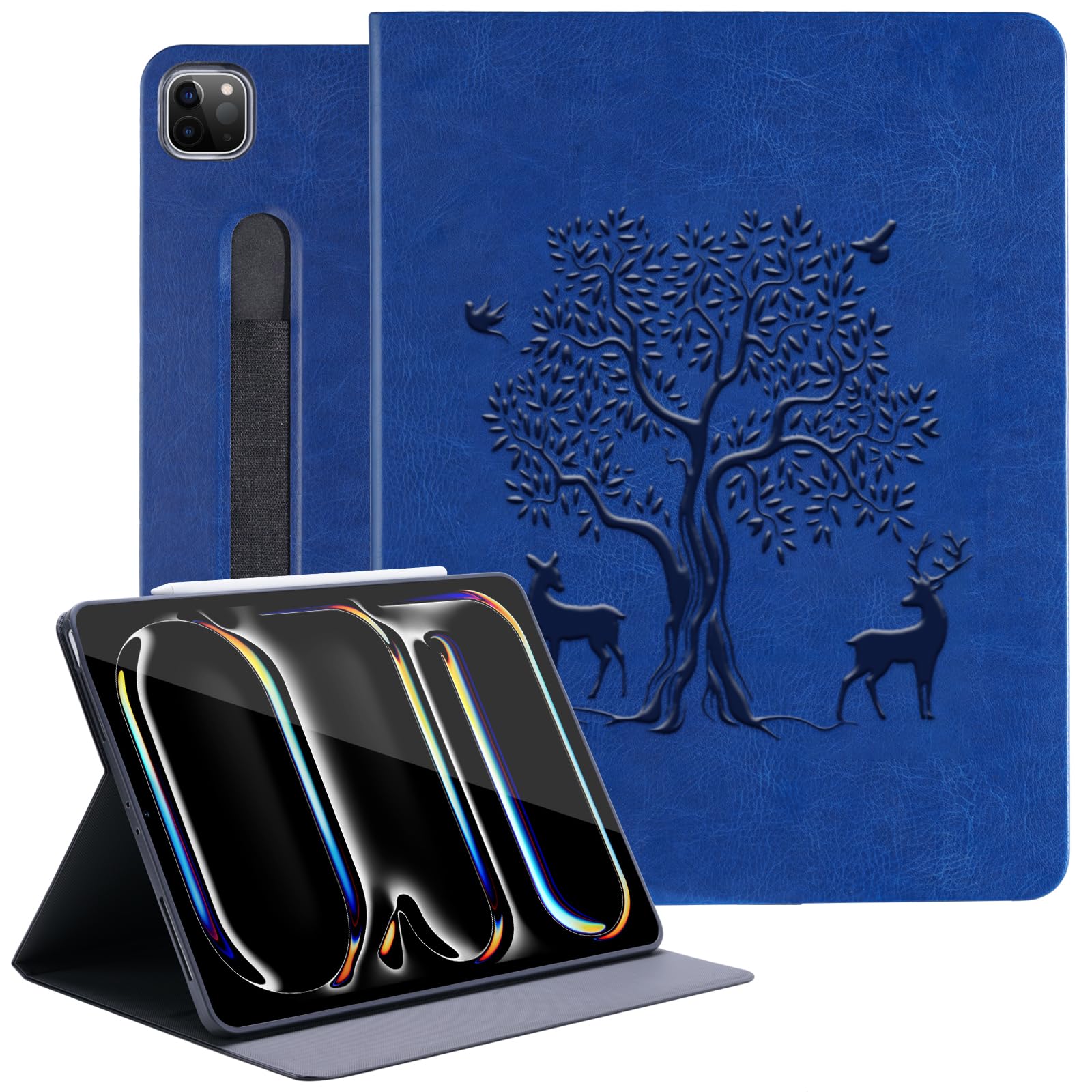 HFcoupe for M4 iPad Pro 13 inch Case 2024, Book Style iPad Pro 7th Generation Cover with Elastic Pencil Holder, Magnetic Closure, Auto Wake/Sleep