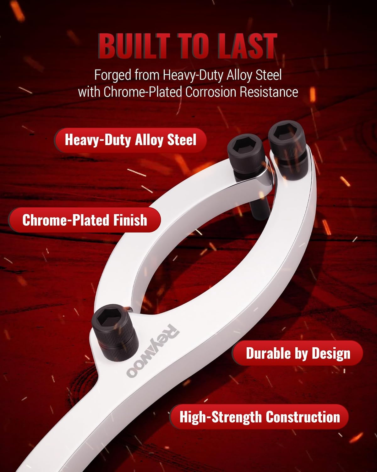 Reywoo Spanner Wrench Set, 11-Inch Gland Nut Wrench with Handle, Hydraulic Cylinder Spanner Wrench for Nuts from 0.85 to 6 Inches, Includes 1/4", 5/16", and 2/5" Pins