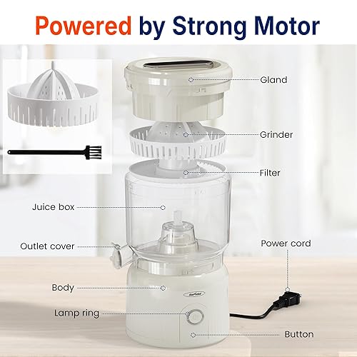 Vista 4 de SUNVIVIPRO Exprimidor eléctrico de cítricos, exprimidor de jugo de alta velocidad de 90 W con motor de cobre puro de 15,000 RPM, exprimidor