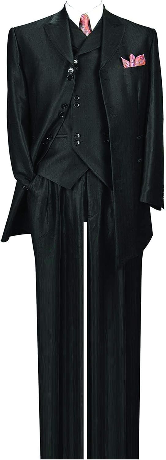 Herring Bone Stripe High Fashion Suit with Vest & Pants 5264