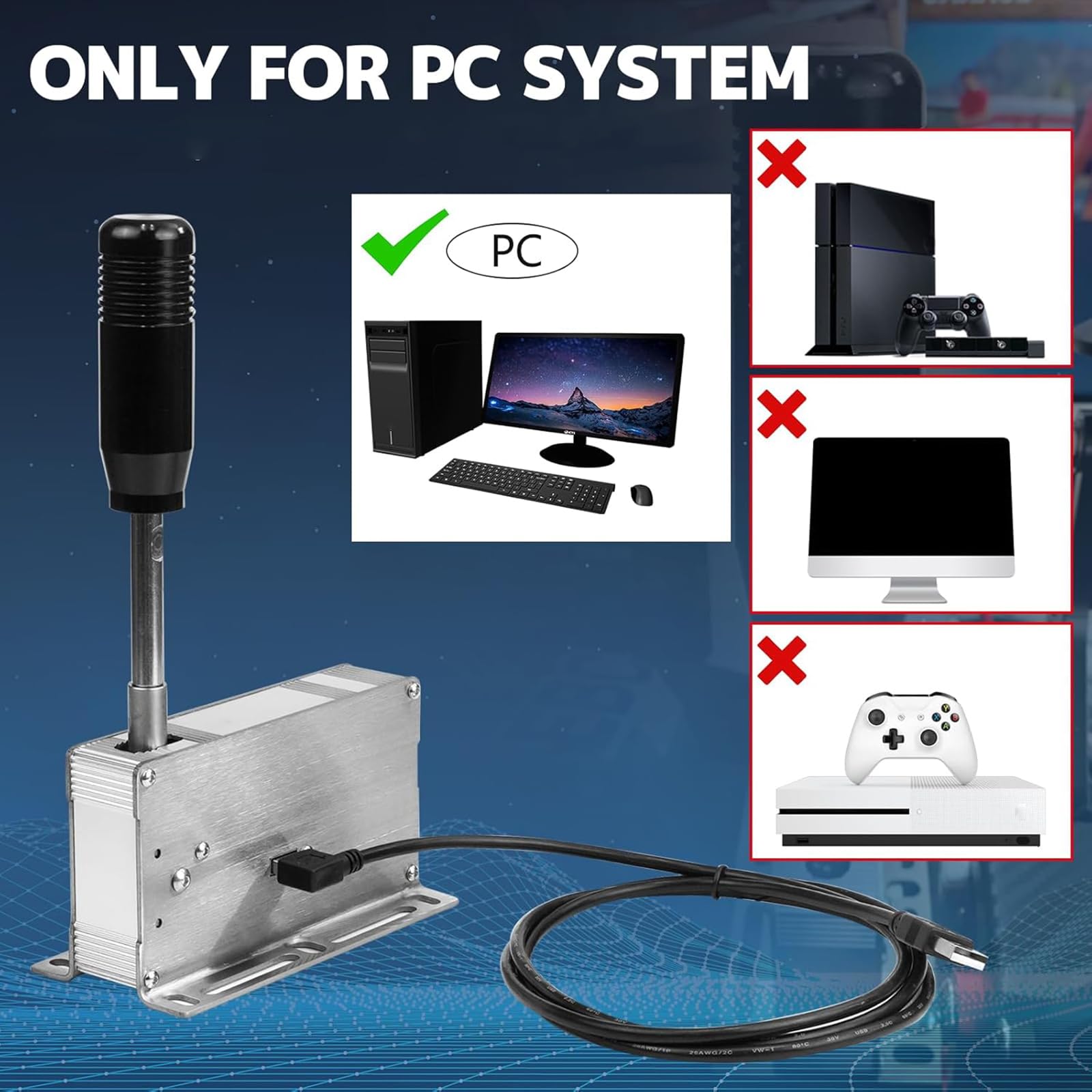 Leva del cambio sequenziale in lega di alluminio PC gioco da corsa Plug and Play Controller per la maggior parte dei giochi da corsa sequenziali USB