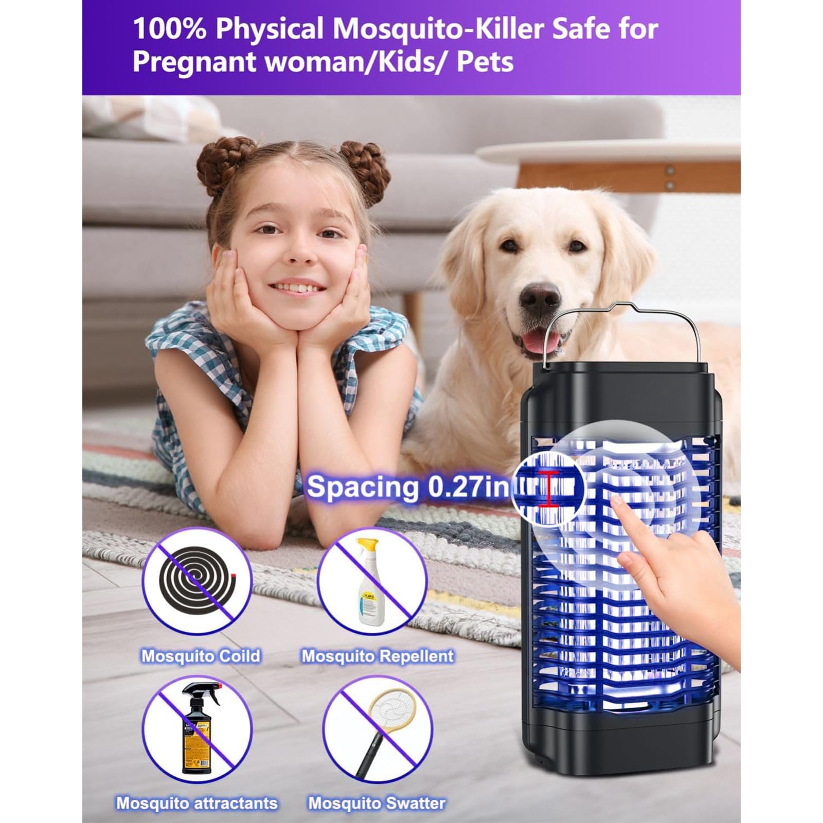 Outdoor Indoor Bug Zapper Elektryczna pułapka na komary Wodoodporna do domu podwórka Ogród Patio Kemping