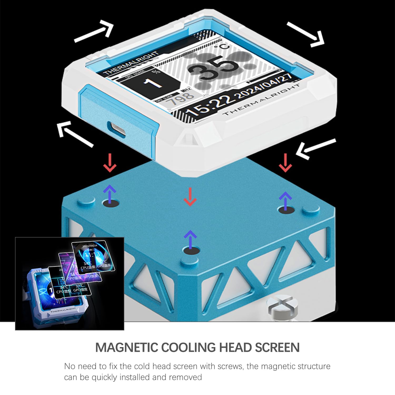 TR-Thermalright FW PRO 360 ARGB - Raffreddatore CPU liquido bianco, schermo IPS LCD da 2,7 pollici con risoluzione 320 x 320, magnetico, tema schermo fai da te, per AM4/AM5, LGA1851/1700/115x