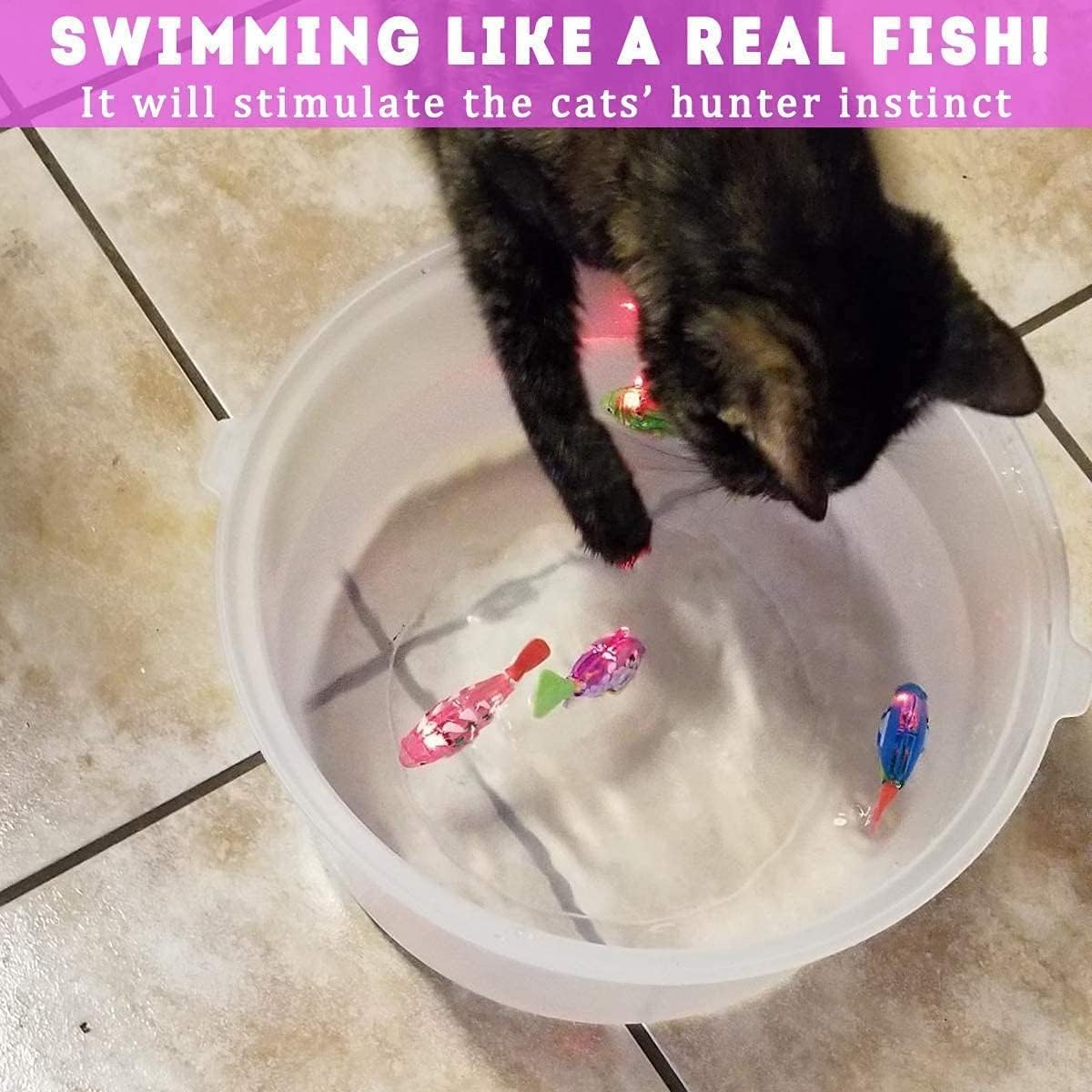 Swimming Robot Fish Cat Toy Interactive For Indoor Cats Play, Cat Enrichment Electronic Cat Stuff Kitty Exercise Toys Fish with LED Light to Stimulate Your Cat's Hunter Instincts (8pcs)