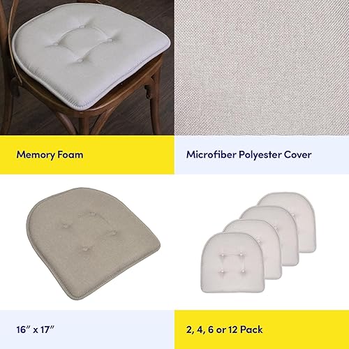 Miniatura 6 de Sweet Home Collection - Cojín de espuma viscoelástica para silla, con capitoné, parte trasera de goma antideslizante, en forma de U, 17 x