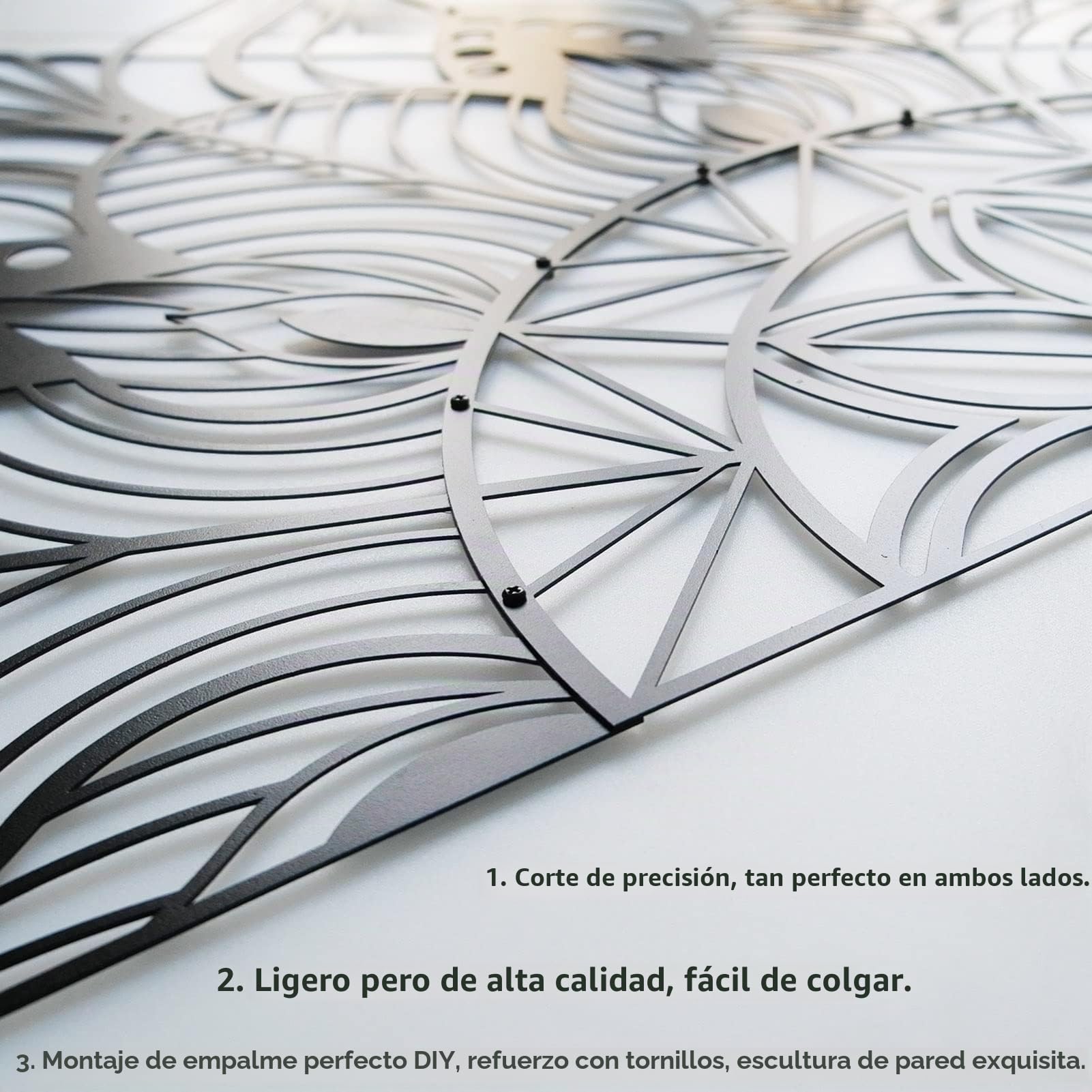 ESTART Arte de pared de mandala de metal grande, diseño único de flor de loto, letrero de cabecero sagrado grande, adecuado para dormitorio, sala de estar, oficina y hogar, decoración interior y