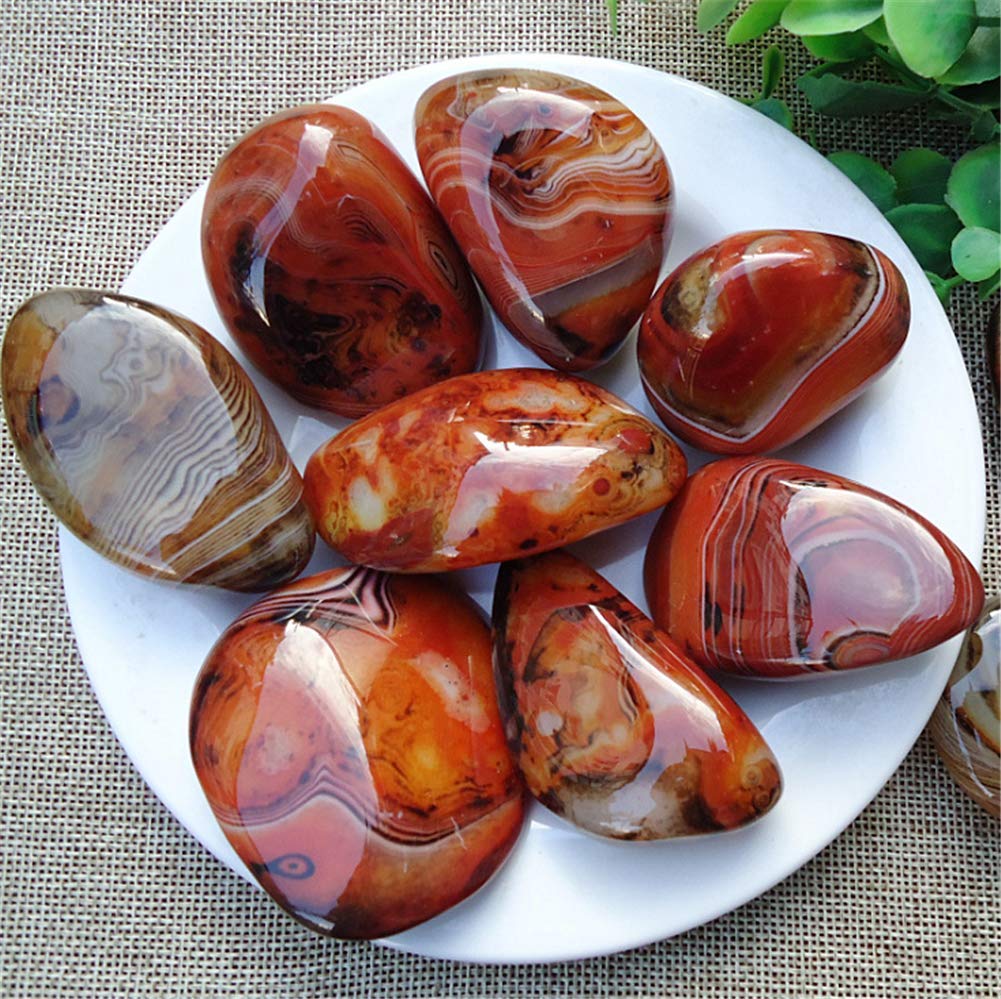 Kieselsteine Dekosteine Dekogranulat Kies Flußkies Gerundet Mini Natürlich Steine für Garten Aquarium Gehweg Dekoration 1KG (Größe: 4-6CM/Rot)