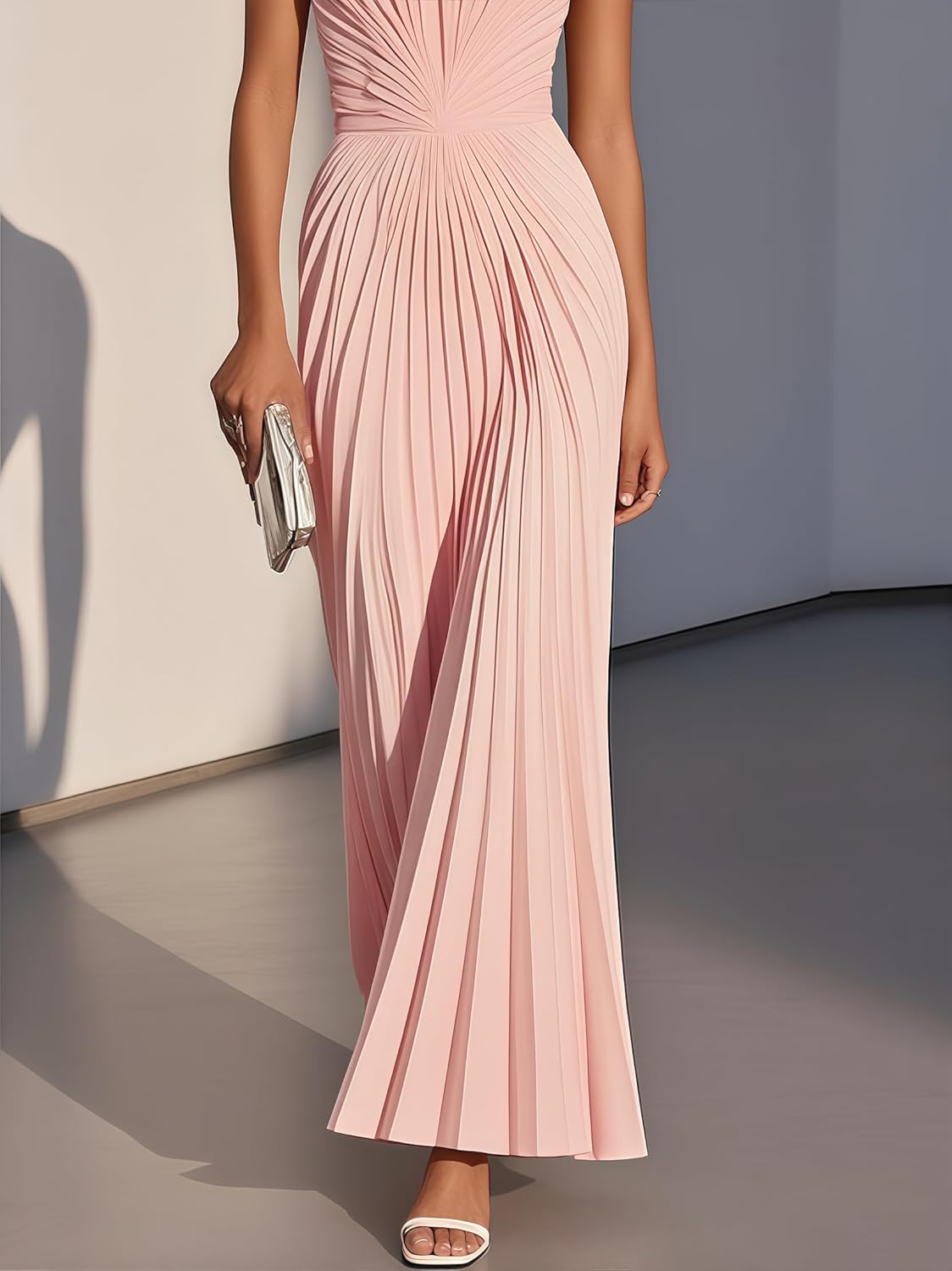 Women's Strapless Prom Dresses with Scarf Pleated Chiffon Bridesmaid Dress Long Corset Formal Evening Gowns - Image 3