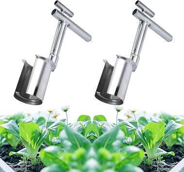 Bulb Planter Tool, Garden Seedling Transplanter,Stainless Steel Seedling Planting Tools, Easy Duty Garden Transplanter Hand Tool for Flowers, Vegetables, Fruit Trees