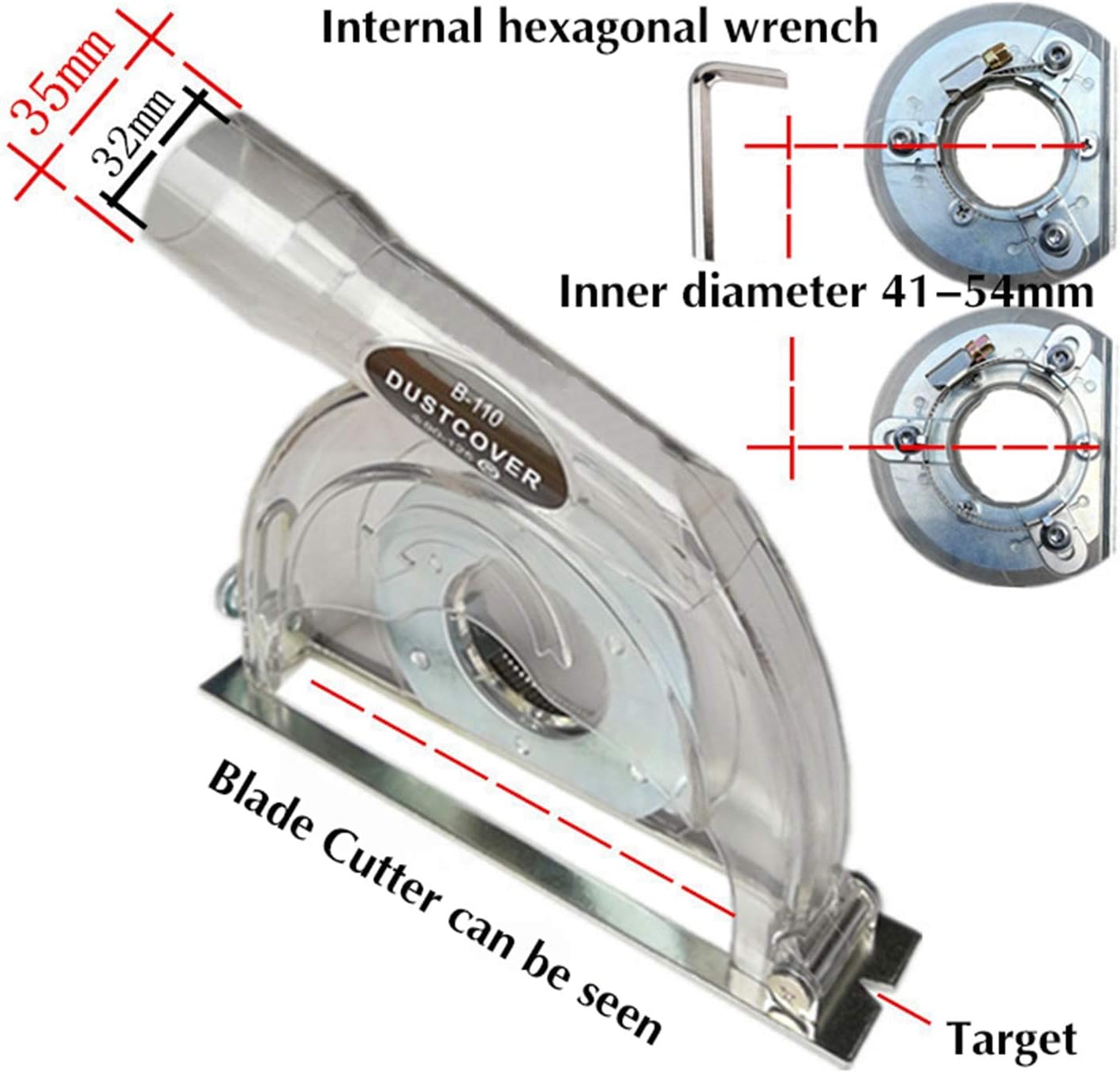 LICHIFIT Clear Cutting Dust Shroud for 4” / 5” Hand Angle Grinder and 3”/4”/5” saw blades, Transparent Grinding Cover Guard Angle Grinder Dust Collection Cover Attachment