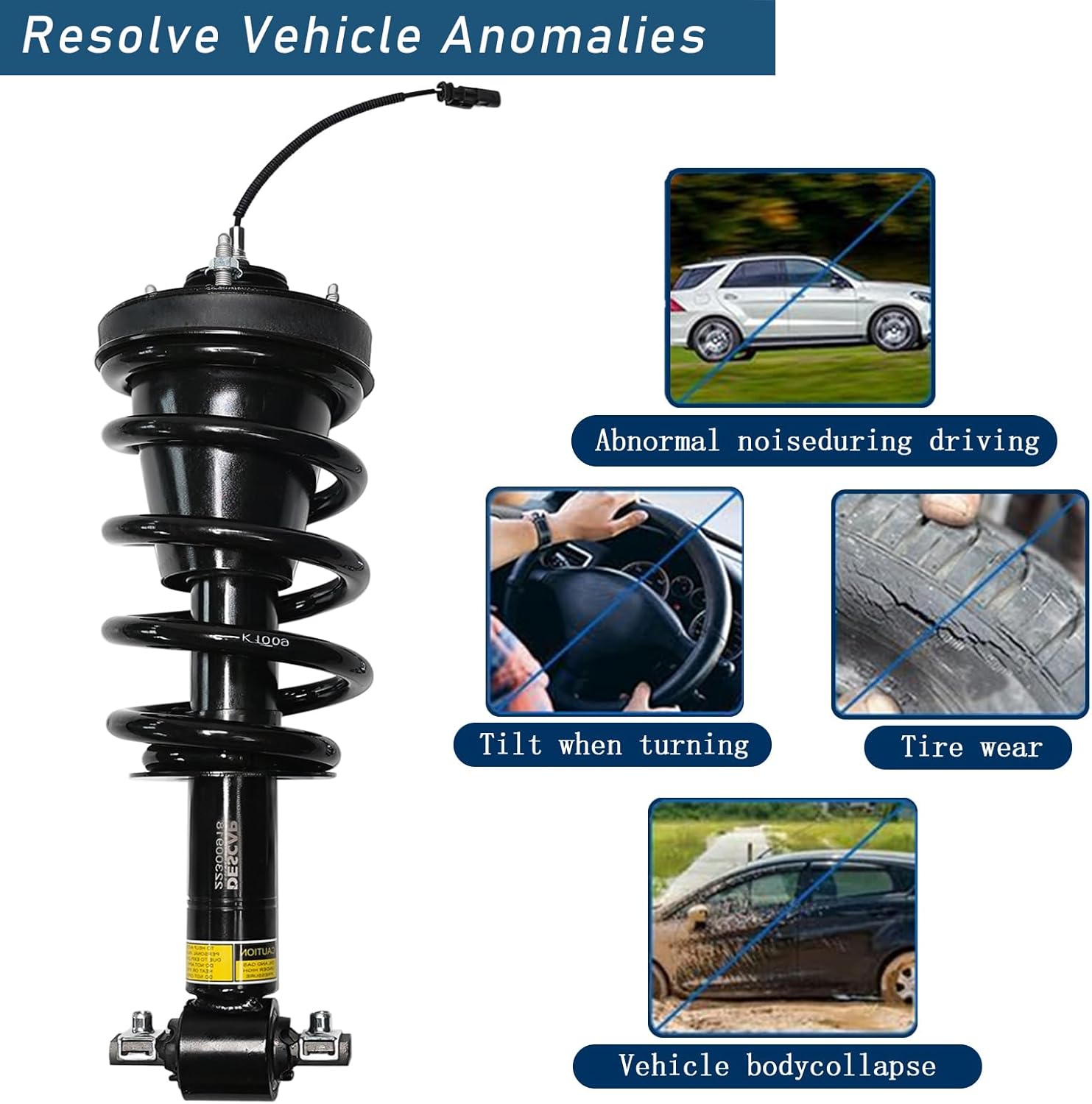 84176631 84977478 5801108 DESCAP 1PCS Front Struts complete assembly Shock Absorber w/Magnetic Assy with spring for 2015-2021 Cadillac Escalade Tahoe Suburban Silverado GMC Sierra 1500 Yukon (XL)