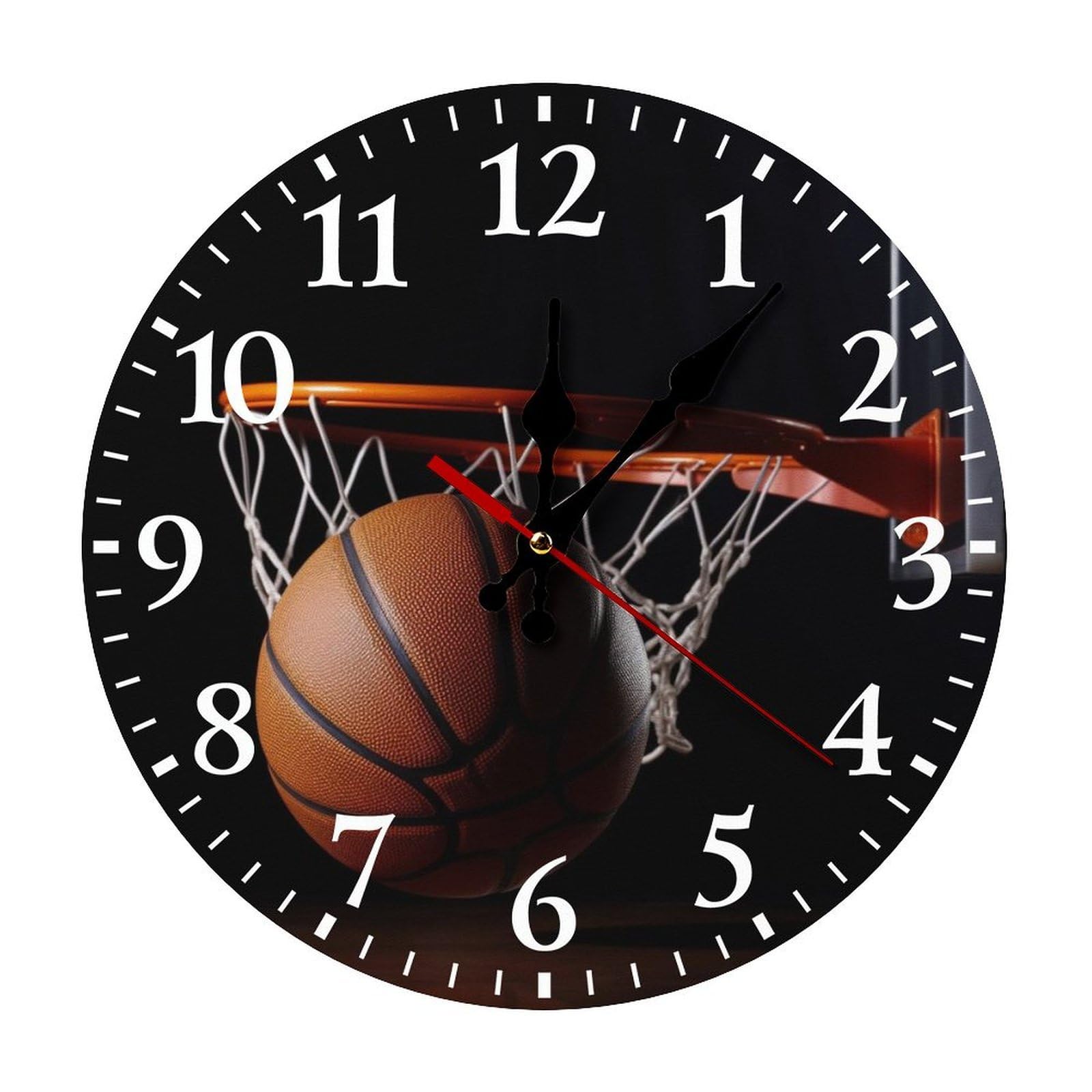 Horloge silencieuse de basket-ball 30 cm pour travailler sans bruit au bureau