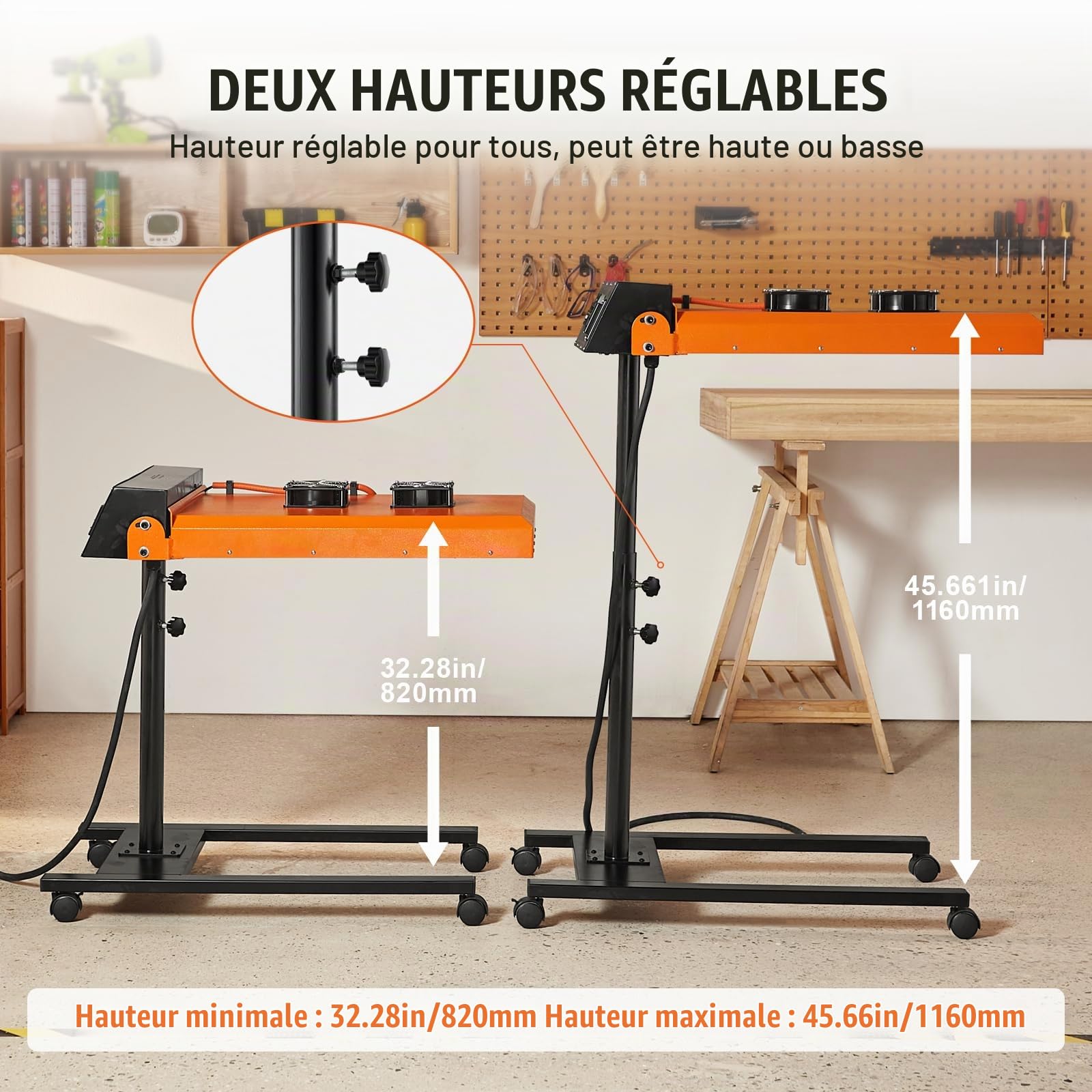 VEVOR Séchoir Flash pour Sérigraphie 6 kW, 48,5 x 54 cm, Séchoir de Sérigraphie Automatique, Temps de Séchage Réglable, avec Capteur, Hauteur Réglable, Refroidissement à Double Ventilateur, Atelier