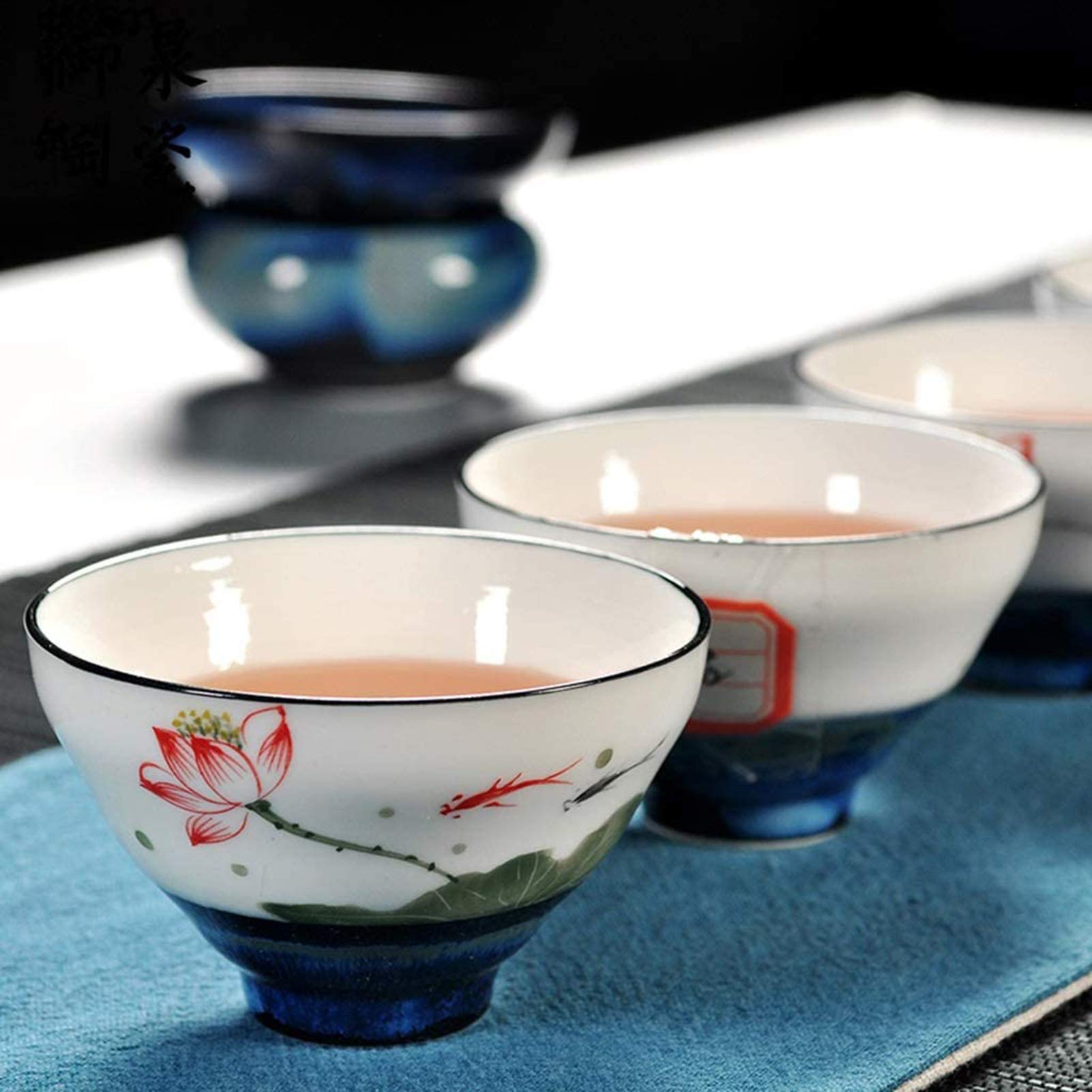 Service À Thé, Service À Thé en Céramique pour La Maison, Ensemble Complet De Bols Simples Peints À La Main, Théière Et Tasse
