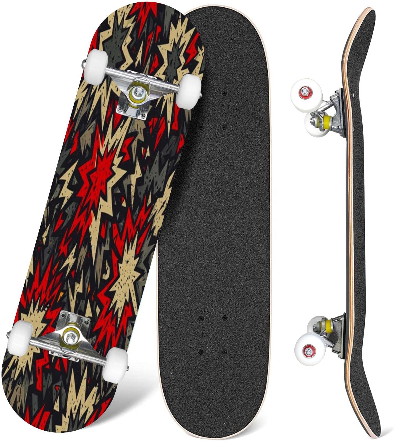 Skateboards Grunge Stars Seamless Classic Concave Skateboard Cool Stuff Teen Gifts Longboard Extreme Sports for Beginners and Professionals