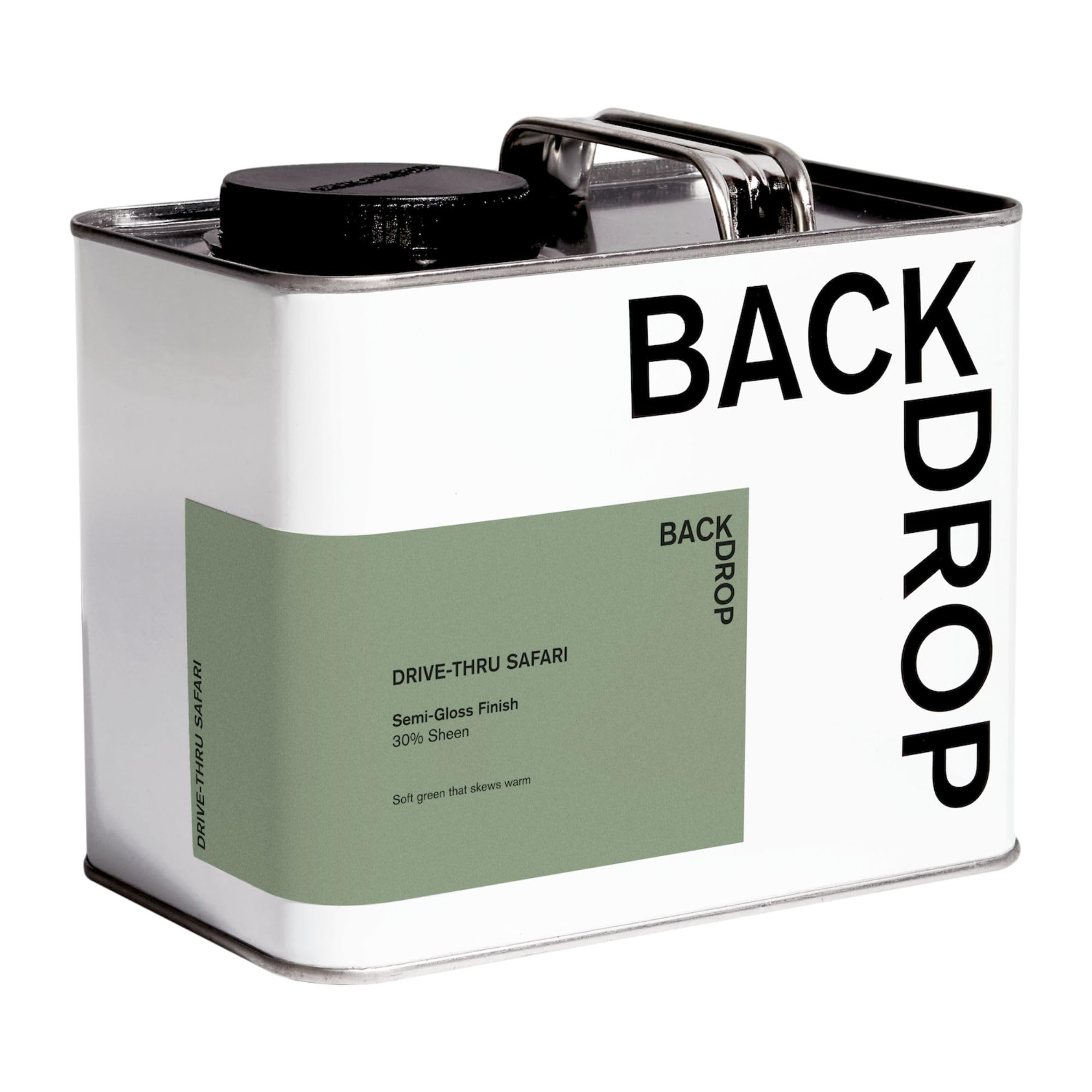 BACKDROP | Premium Cabinet & Door Paint | Durable & Washable Semi-Gloss Finish | Self-Priming, Low VOC, Green Wise Certified | DRIVE-THRU SAFARI - Soft green that skews warm | 0.5 Gallon