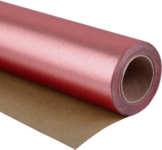 RUSPEPA Wrapping Paper Roll - Premium Eco-Friendly Wood Grain Basics - Glossy Gold Rose for Birthday, Holiday, Wedding Gift Wrap - 76 cm x 5 m