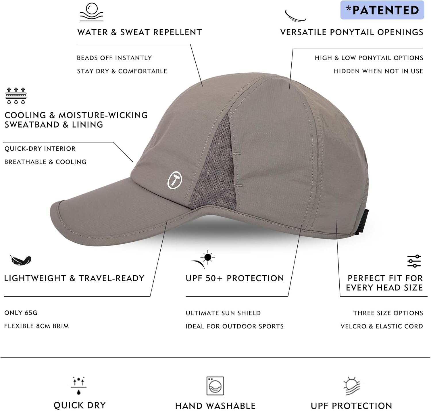 TOP-EX Cooling UV 50 High Ponytail Baseball Cap for Women - Most Women Start with S/M - Breathable for Running Golf Sports