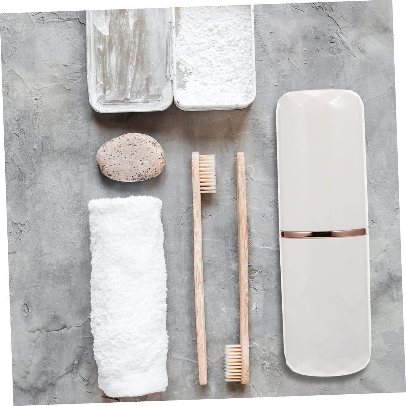 Portable Toothbrush Holder and Toothpaste Storage Case, Ceramic White Travel Toothbrush Cup for Bathroom and Travel Use, Lightweight Multifunctional Oral Care Container