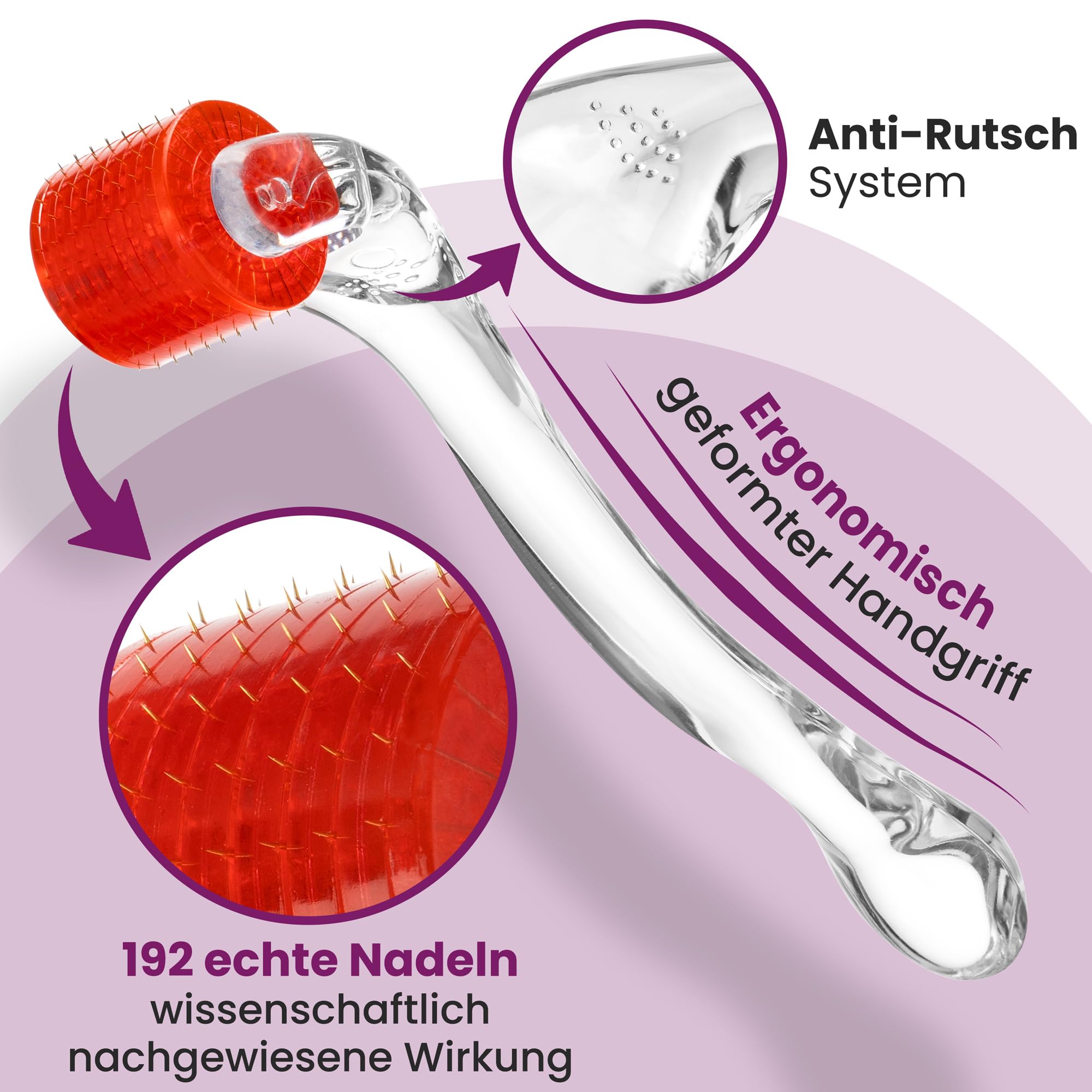 Dermaroller- 192 ECHTE NADELN- Microneedling Roller für zuhause - Professioneller Nadelroller 0,25 mm für Gesicht und Körper - Straffung und Modellierung