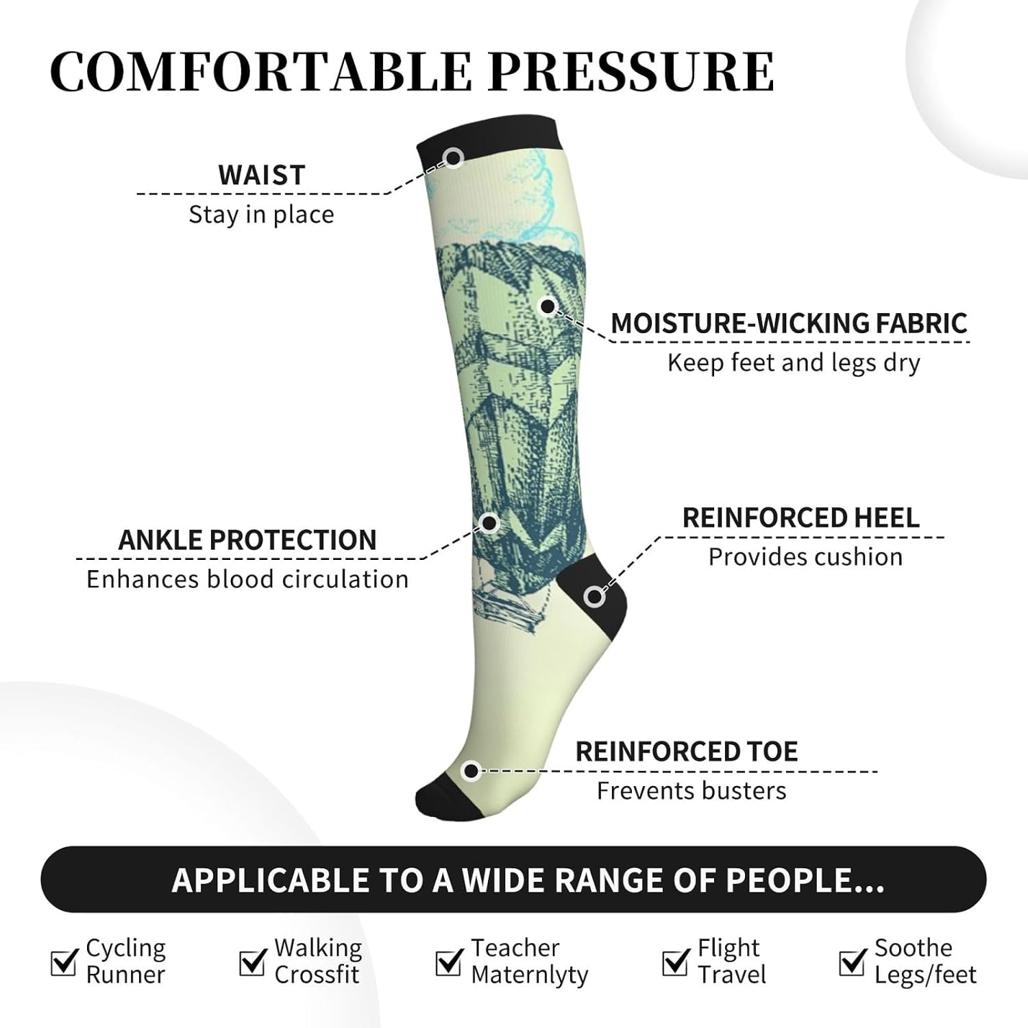 Hot Air Balloons In Soft Tones Tight Fitting Women'S Men'S Knee High Running Socks