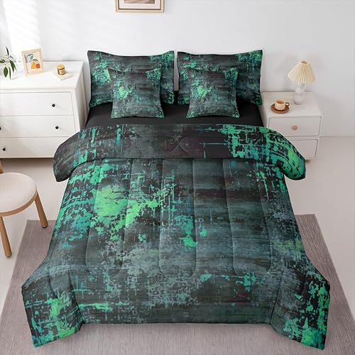 Erosebridal Modern Abstract Bed in a Bag Twin Comforter Set 7 Piece,Boho Trippy 