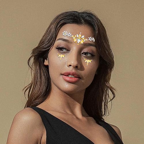 Miniatura 2 de 3 calcomanías de cara de estrella, joyas de cara de cristal con diamantes de imitación plateados, accesorios de fiesta para mujeres y niñas (B)