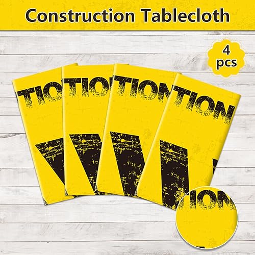 Miniatura 3 de 4 manteles de fiesta de construcción  Mantel rectangular de construcción de camión volquete para mesa de cumpleaños de niños y niños, suministros de
