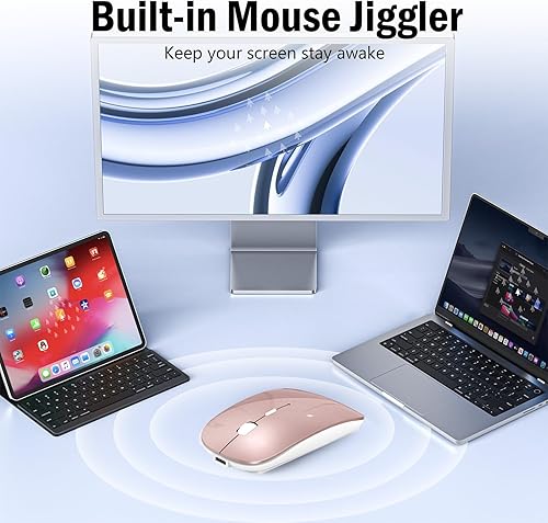 Miniatura 2 de Ratón inalámbrico Jiggler  Ratón de computadora recargable Bluetooth con motor de mouse Jiggler indetectable, mouse USB C óptico delgado de clic