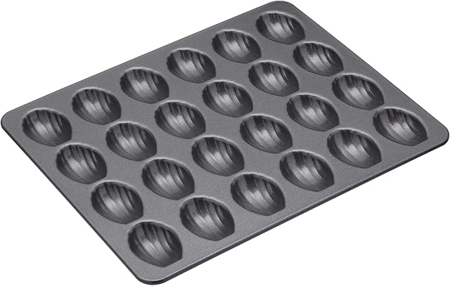 MasterClass KCMCHB92 Madeleine Tray with PFOA Non Stick, Robust 1mm Carbon Steel, 24 Hole Cake Mould, Grey